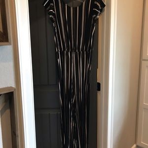Black Striped Sleeveless Jumpsuit